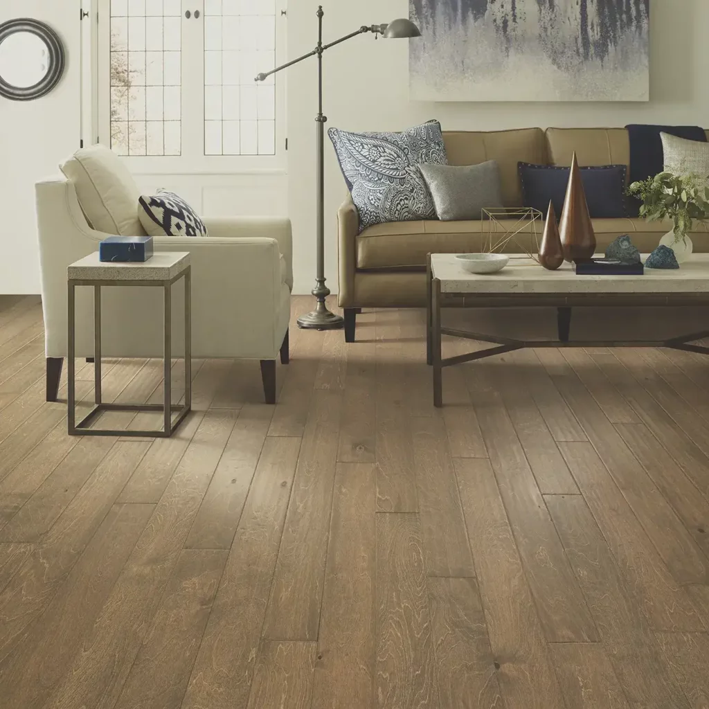 Light brown hardwood in a living room featuring | Echo Flooring Gallery