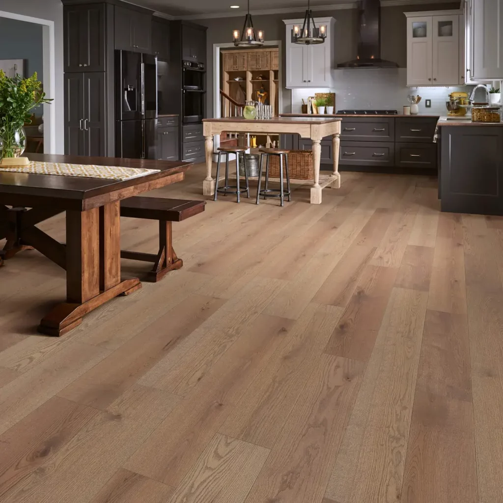 Shaw Floors hardwood in a light brown color in a kitchen | Echo Flooring Gallery